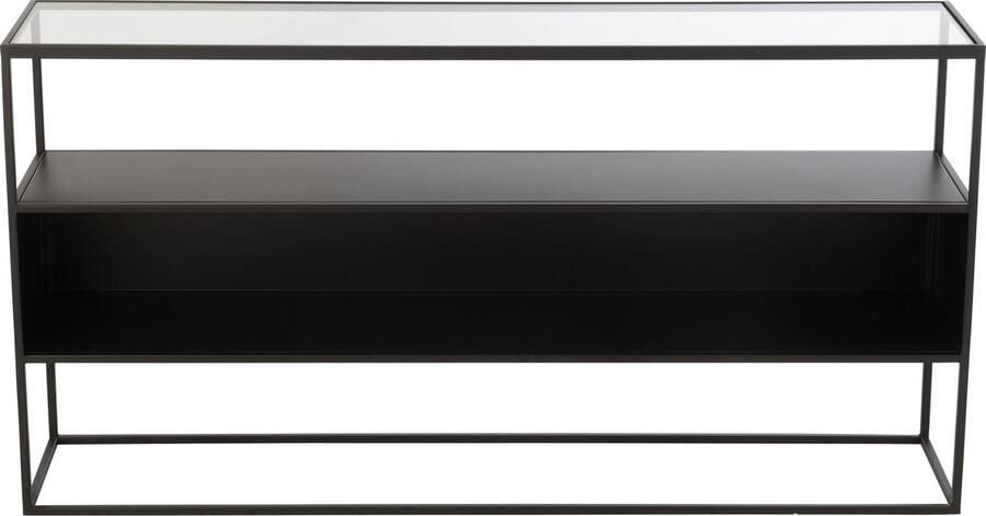 J-Line Console Vierkant Metaal glas Zwart 140x30x72cm