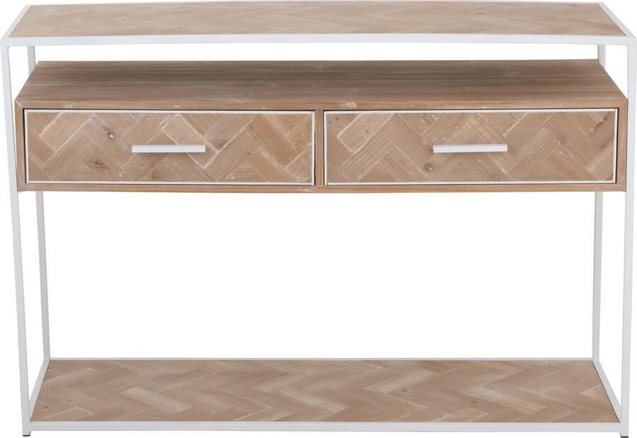 J-Line Console Zigzag 2 Lades Hout metaal Naturel wit 120x40x80cm