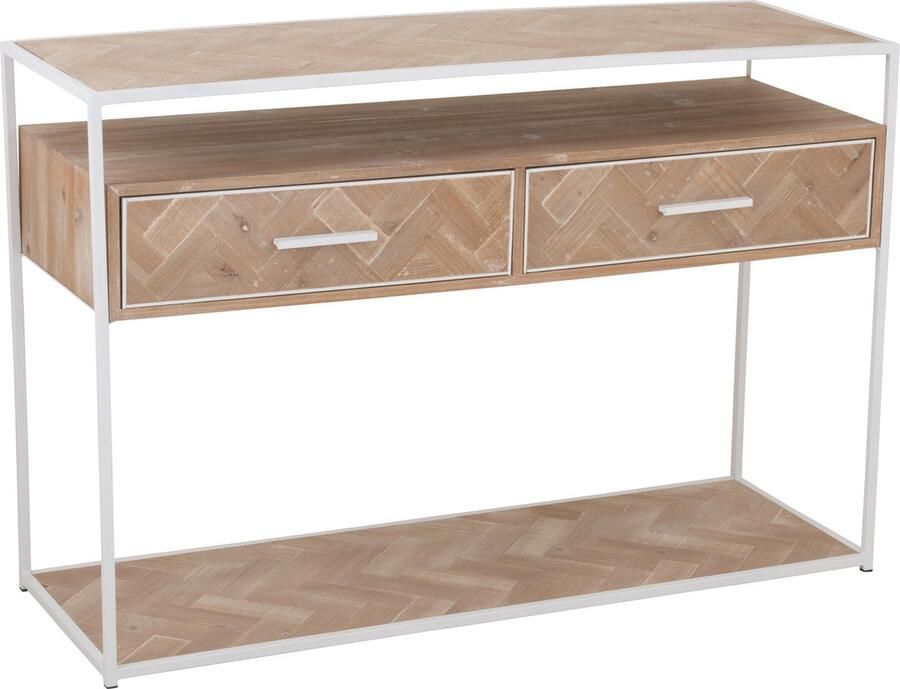 J-Line Console Zigzag 2 Lades Hout metaal Naturel wit 120x40x80cm - Foto 2
