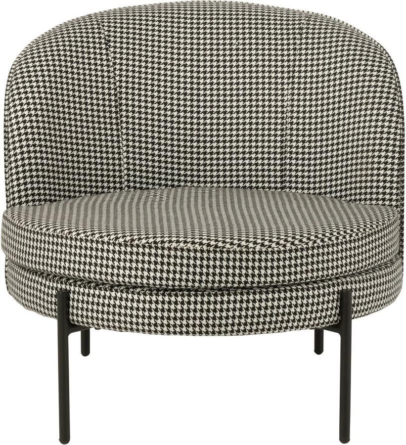 J-Line Fauteuil Zetel Pied-De-Poule Ijzer Zwart Wit