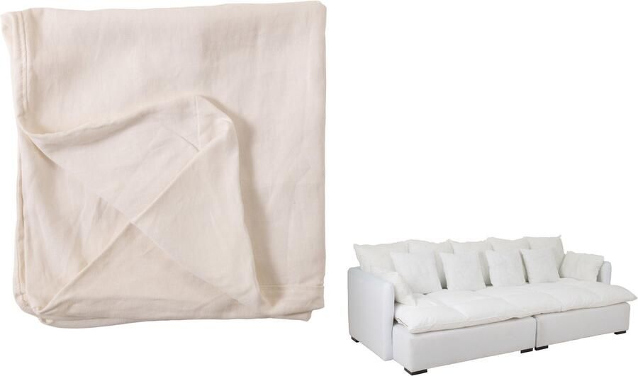 J-Line Hoes Zet+11 Kussens Beach Linnen Wit