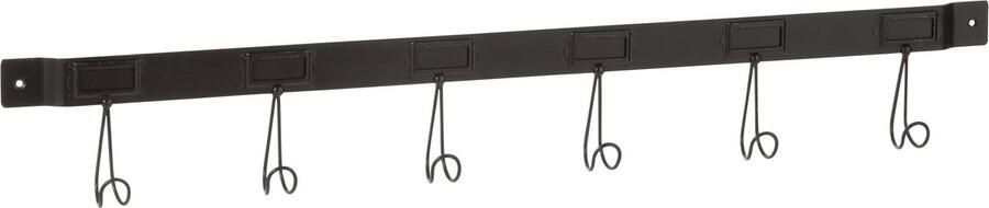 J-Line Kapstok 6 Haken Metaal Zwart Large 86.5x4.5x12.5cm
