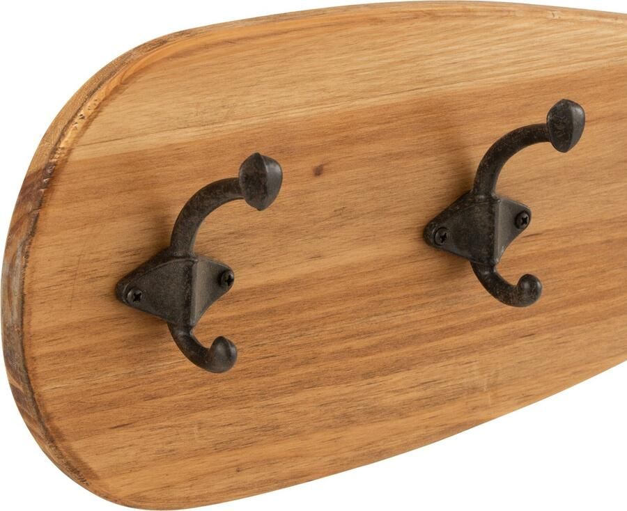 J-Line Kapstok Roeispaan Hout Metaal Bruin 2 stuks