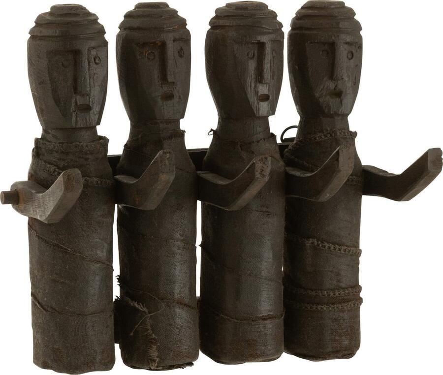 J-Line Kapstok Puppets Hout Zwart 25x5x20cm
