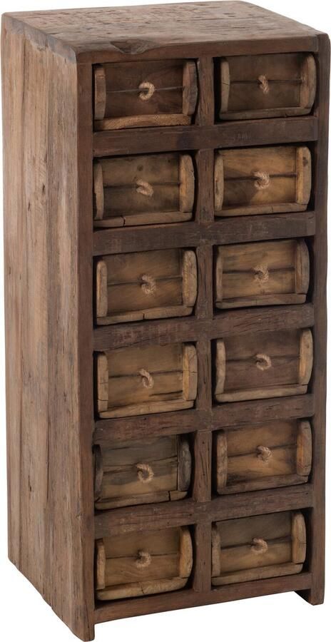 J-Line Kast 12 Laden Brut Gerecycleerd Hout Bruin 37.5x34x82.5cm - Foto 2