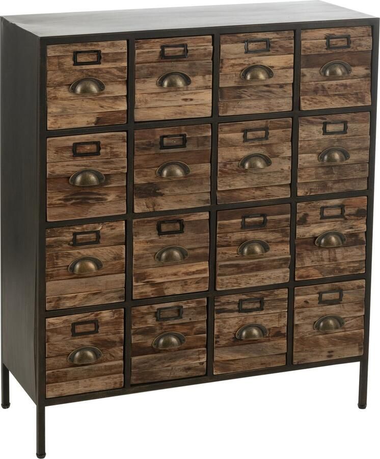 J-Line kast 16 Schuiven hout|metaal bruin - Foto 2