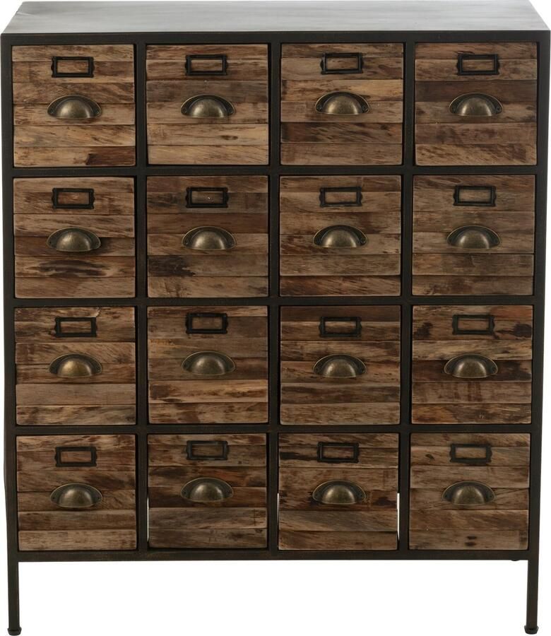 J-Line kast 16 Schuiven hout|metaal bruin