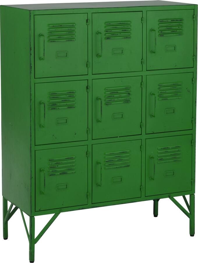 J-Line Kast 9 Deuren Metaal Groen 86x42x113cm