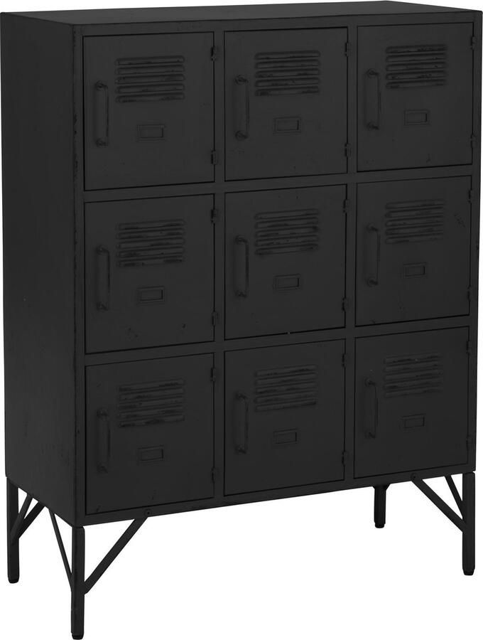 J-Line Kast 9 Deuren Metaal Zwart 86x41x113.5cm