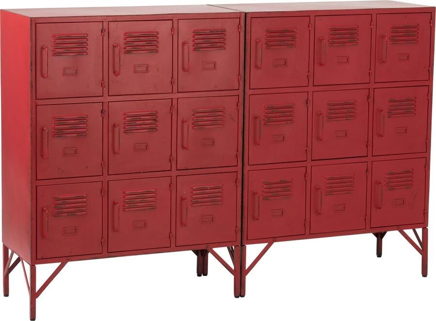 CaliCosy Armoire 9 Portes en Métal Rouge