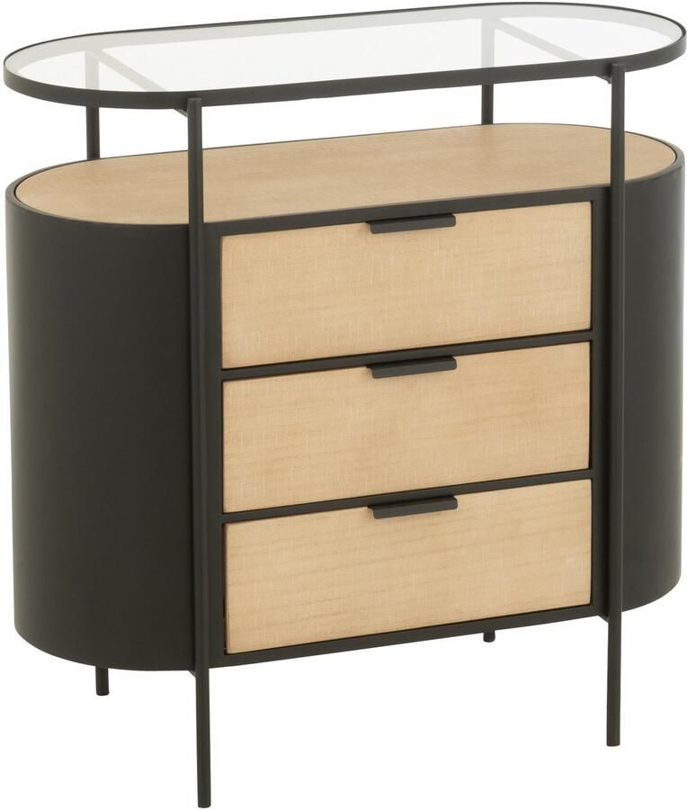 J-Line kast Avy ijzer naturel zwart