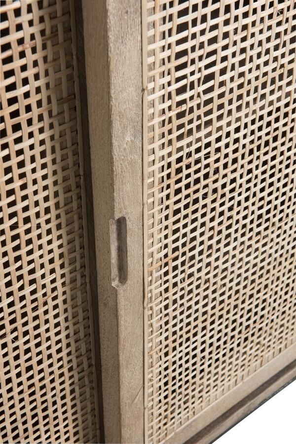 J-Line Geweven Riet kast 3 schuifdeuren hout & metaal naturel woonaccessoires