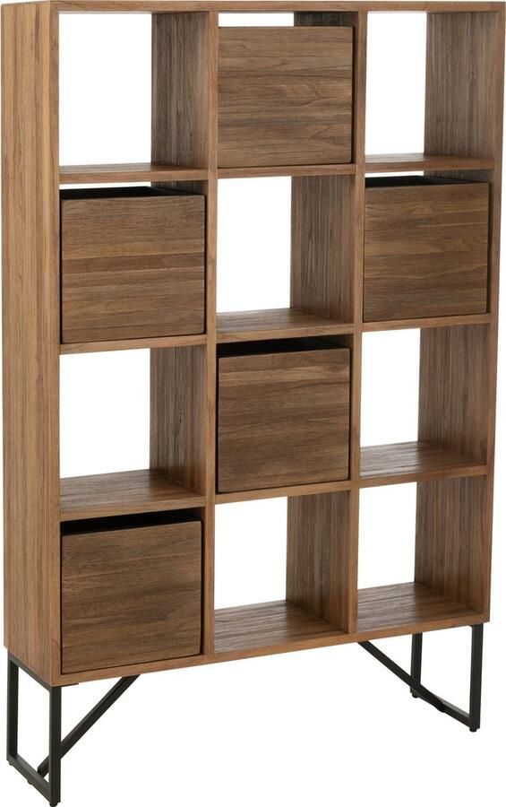 J-Line Kast Met Lades Gerecycleerd Teak Naturel 100x30x158cm
