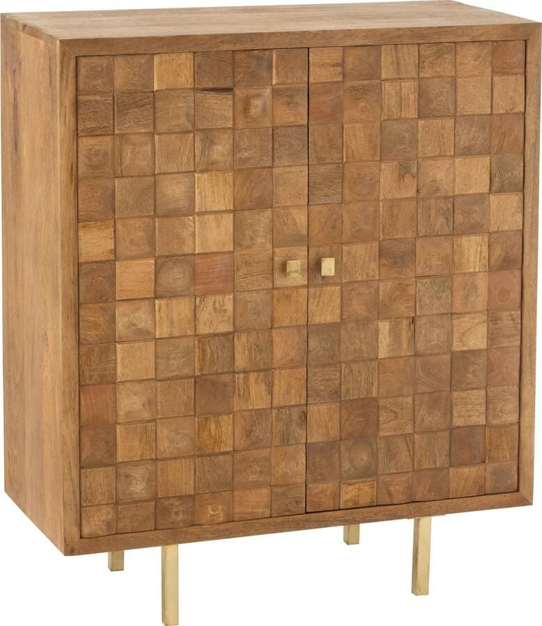 J-Line Kast Nino Metaal mangohout Naturel goud 89x42x104cm