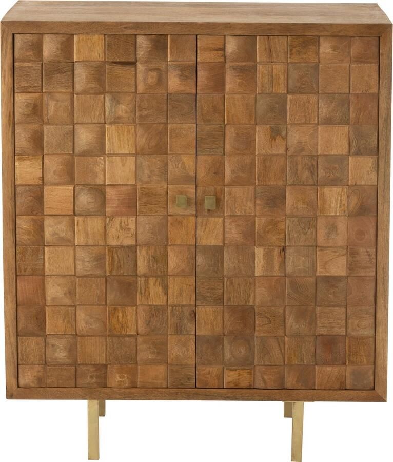 J-Line kast Nino metaal mangohout naturel goud