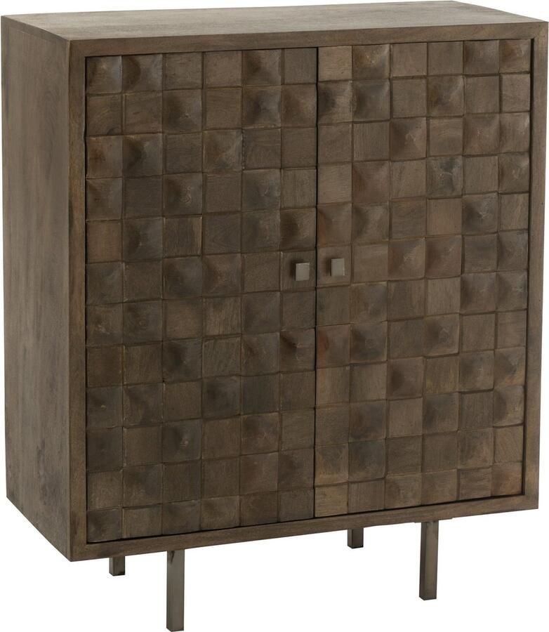 J-Line Kast Pino Metaal mangohout Bruin grijs 89x42x104cm