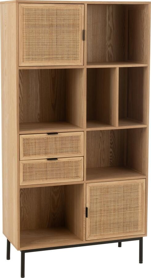 J-Line kast Vakken metaal naturel zwart