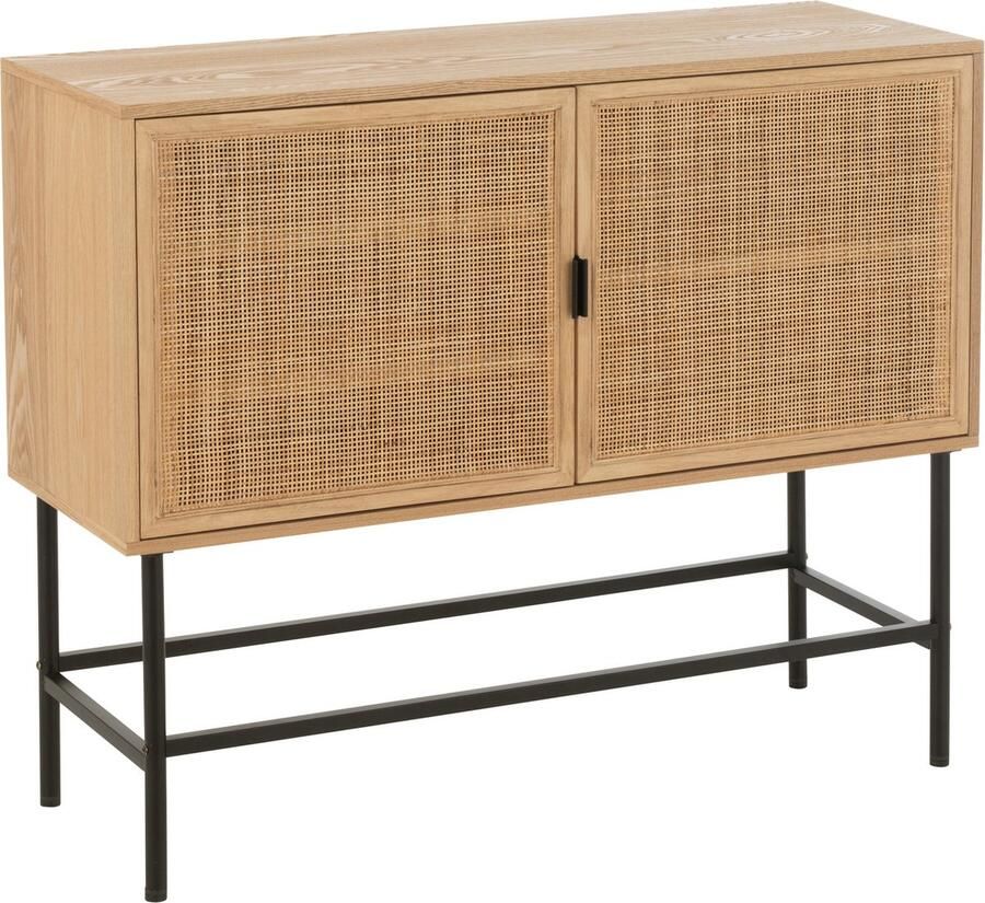 J-Line kast Vierkant metaal naturel zwart small