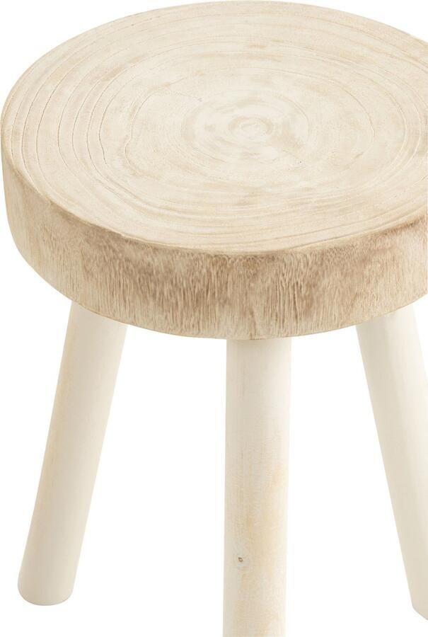 J-Line Set Van 2 Krukjes Paulownia Hout Wit - Foto 2