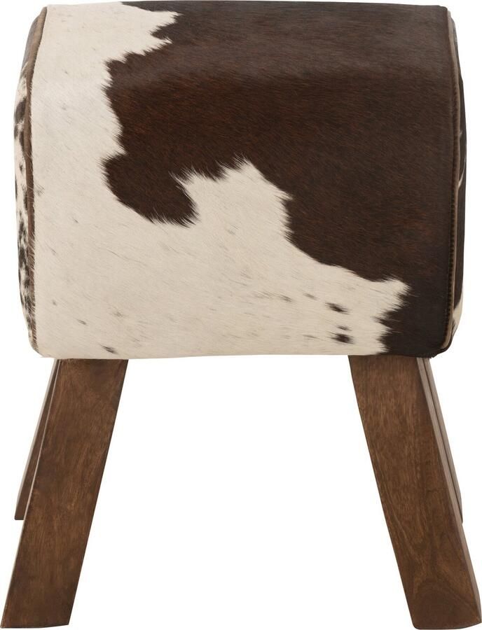 J-Line kruk Koe mango hout bont zwart wit