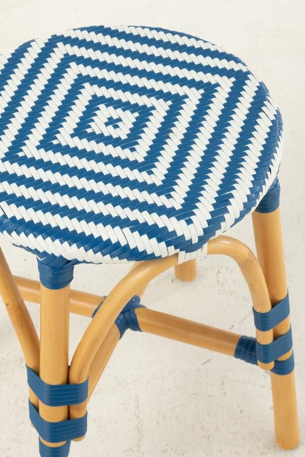 J-Line Kruk Live Rattan Kunststof Naturel Blauw - Foto 2