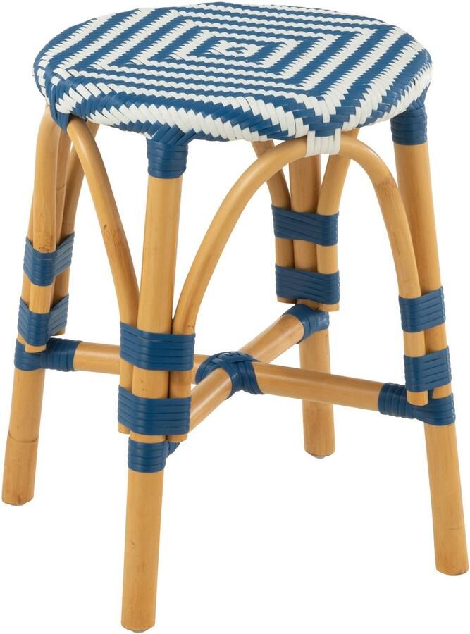 J-Line Kruk Live Rattan Kunststof Naturel Blauw