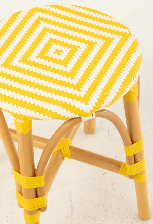 J-Line kruk Live rotan kunststof naturel geel - Foto 2