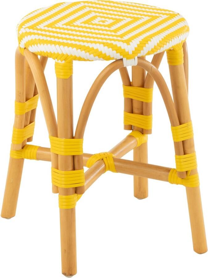 J-Line kruk Live rotan kunststof naturel geel