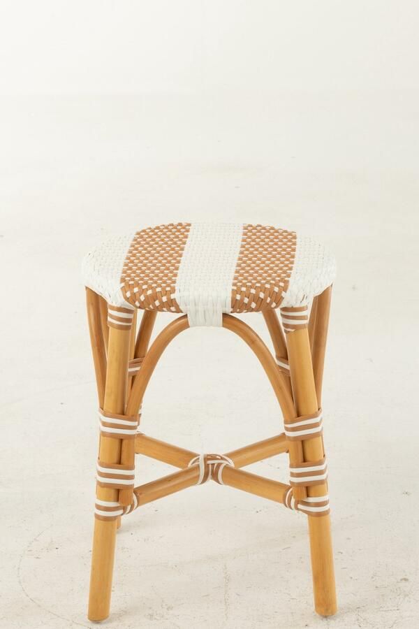 J-Line Kruk Live Rattan Kunststof Naturel Wit - Foto 2