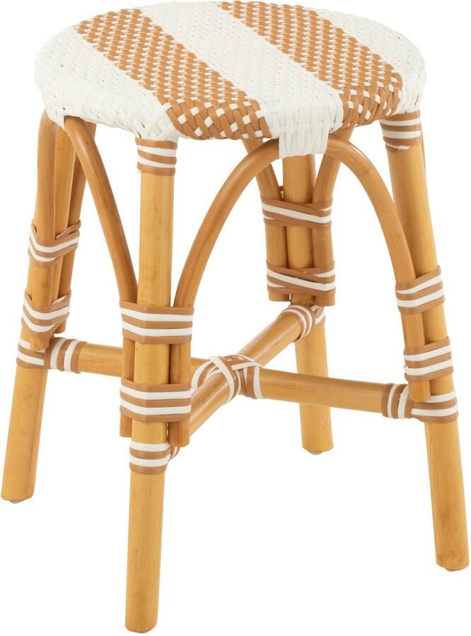 J-Line Kruk Live Rattan Kunststof Naturel Wit