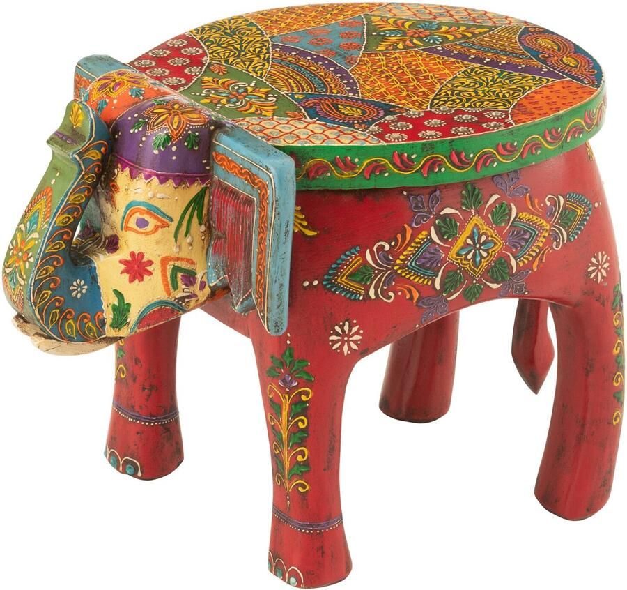 J-Line kruk Olifant Delhi hout mix