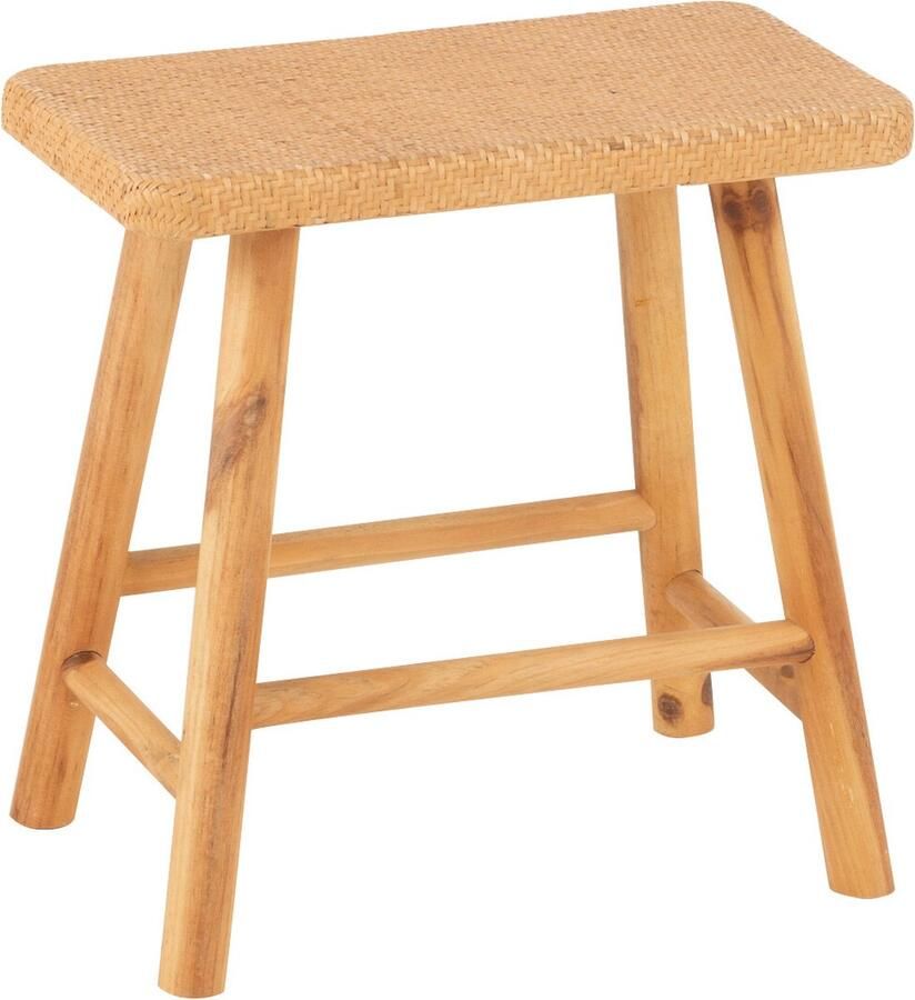 J-Line kruk Rechthoek riet sparhout naturel