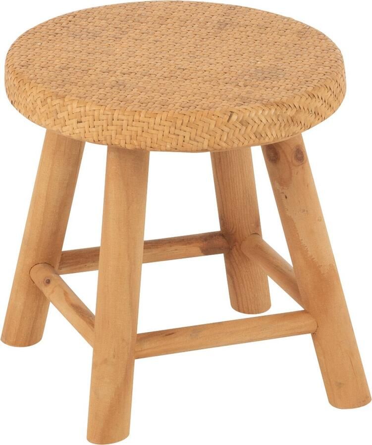 J-Line kruk Rond riet sparhout naturel