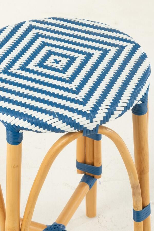 J-Line Barkruk Live Rattan Kunststof Naturel Blauw - Foto 2