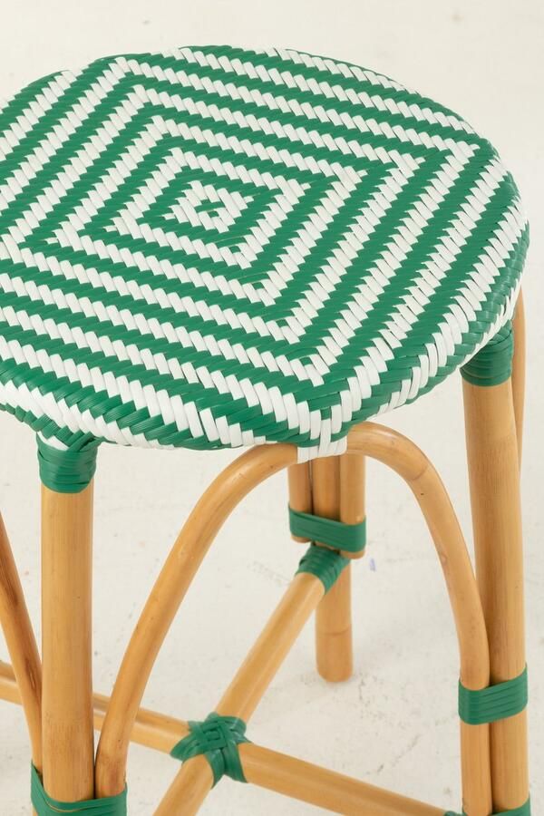 J-Line Barkruk Live Rattan Kunststof Naturel Groen - Foto 2