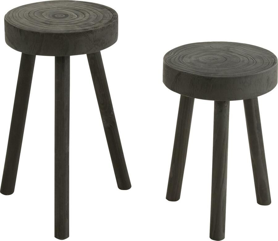 J-Line Set Van 2 Krukjes Paulownia Hout Zwart