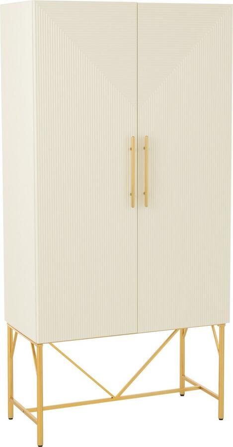 J-Line Ladekast Mdf Metaal Wit Goudkleurig