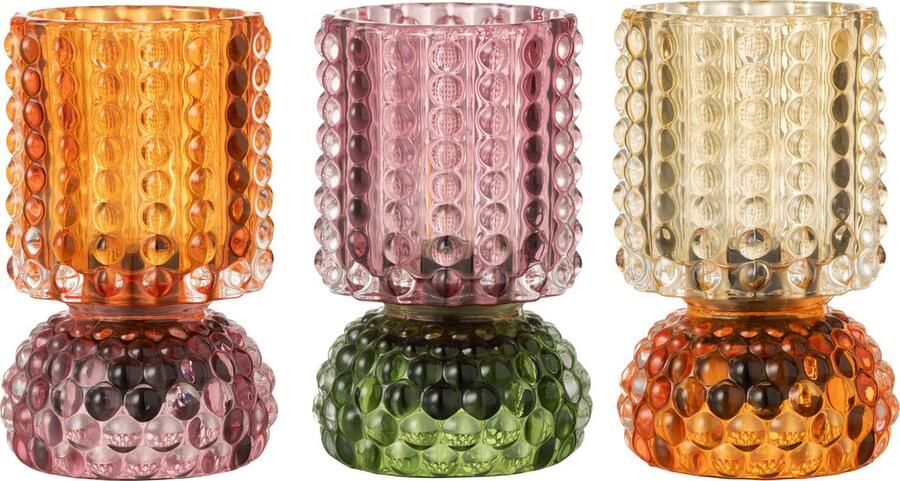 J-Line lamp glas mix kleur 3 stuks LED lichtjes