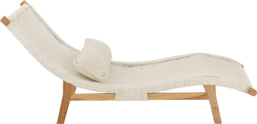 J-Line ligzetel + kussen Geweven kunststof teak wit