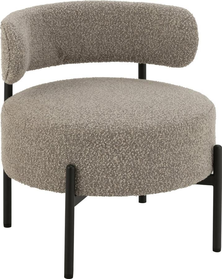 J-Line loungestoel Bouclé multiplex polyester grijs zwart - Foto 2
