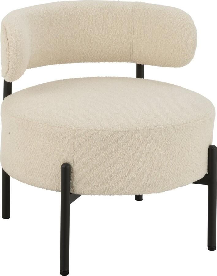 J-Line loungestoel Bouclé multiplex polyester wit zwart