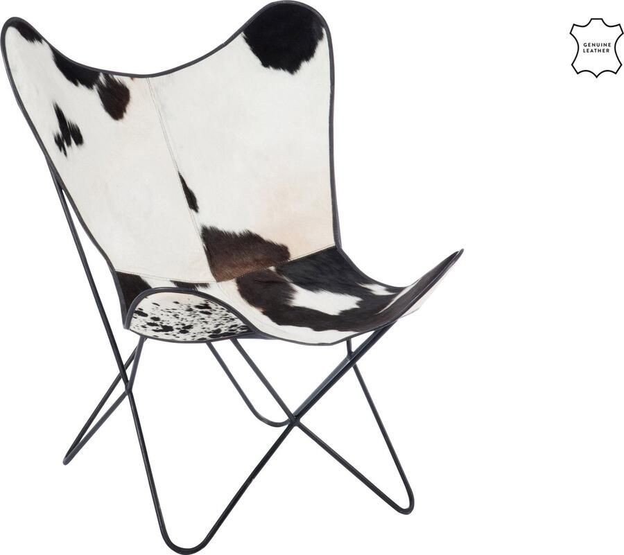 J-Line Lounge Stoel Koevel metaal Wit zwart 92x65x90cm