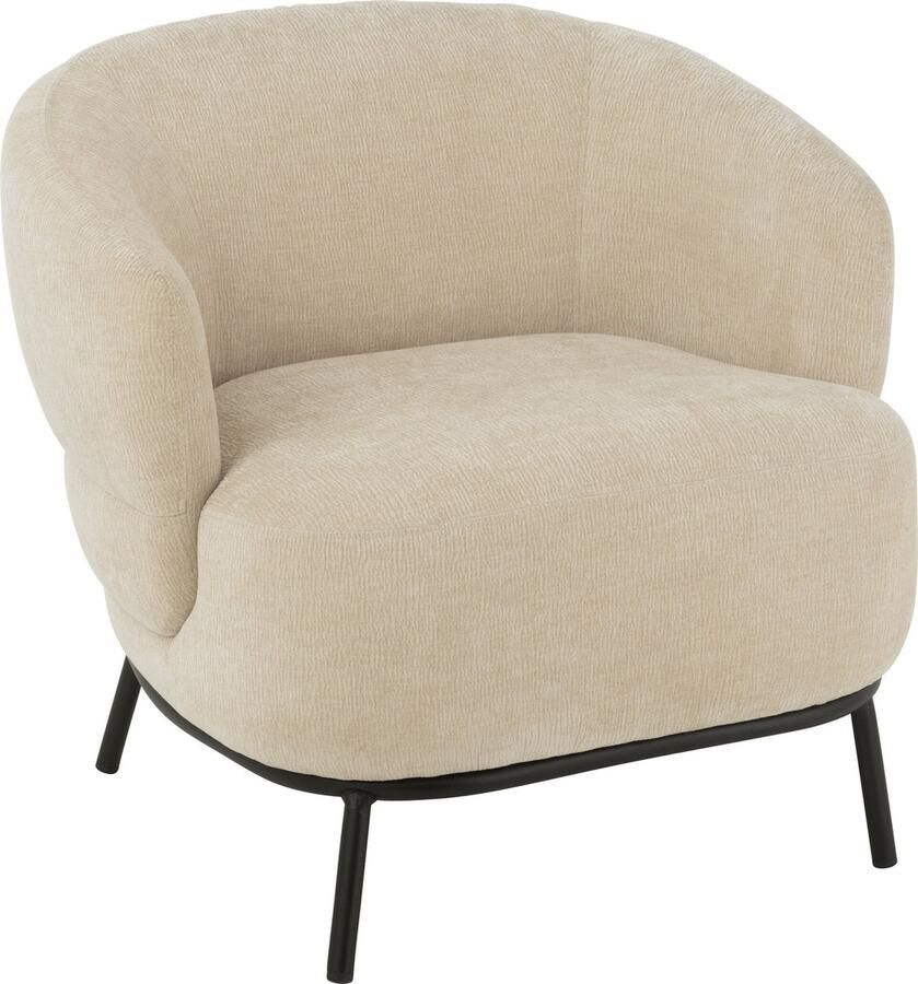 J-Line Loungestoel Mars Populierenhout schuim Beige 84x82x76cm