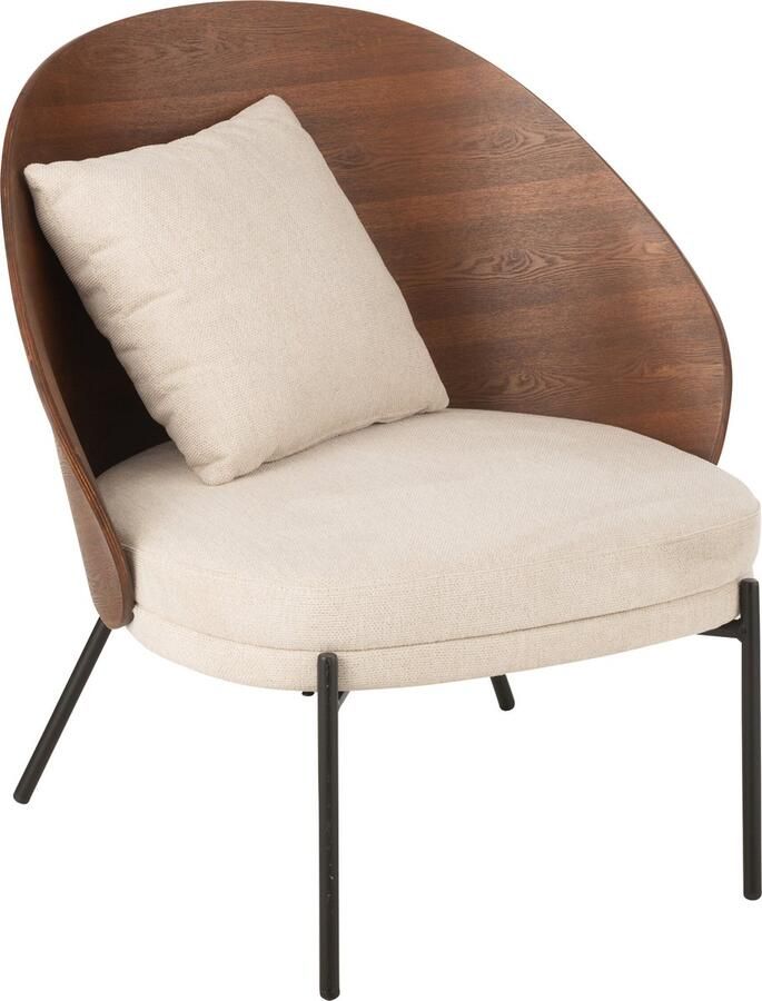 J-Line loungestoel multiplex metaal bruin beige - Foto 2