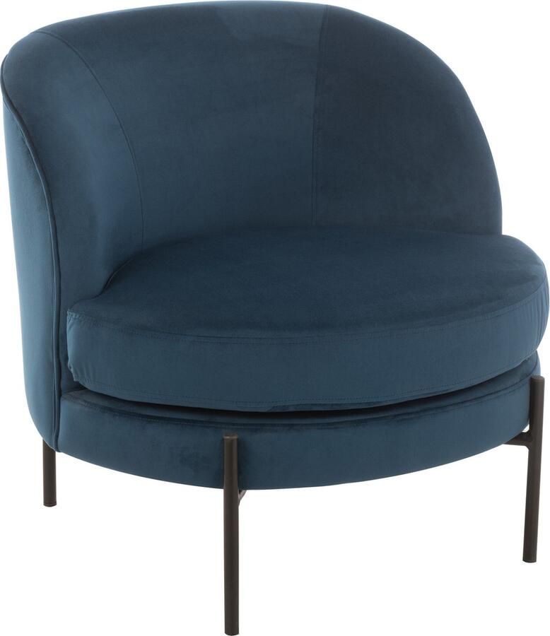 J-Line Loungestoel Rond Textiel metaal Blauw 71x67x66cm