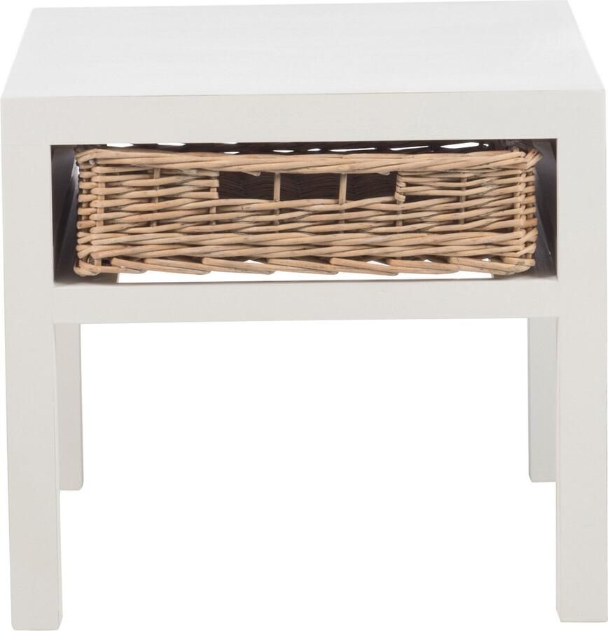 J-Line Nachtkast + 1 Mand Hout Wit 50x50x45cm