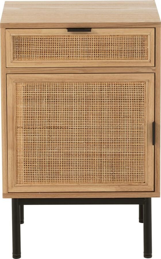 J-Line nachtkast Vierkant hout metaal naturel zwart