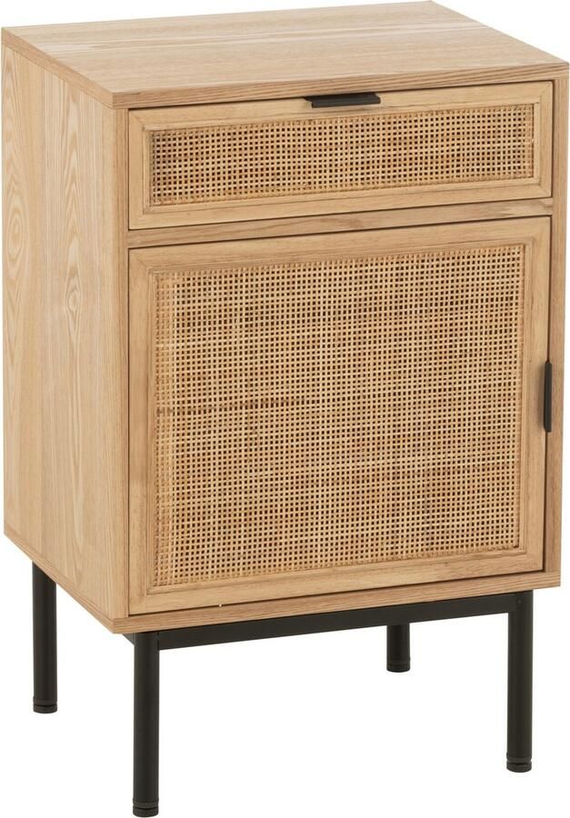 J-Line nachtkast Vierkant hout metaal naturel zwart - Foto 2
