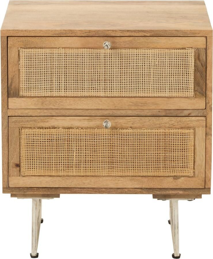 J-Line Nachtkastje Rattan Mangohout Naturel