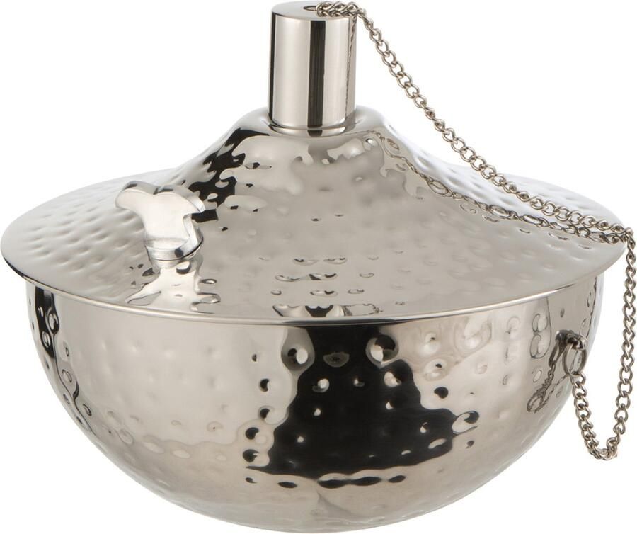 J-Line Olielamp Tafel Roma Gehamerd Stainless Steel Zilver